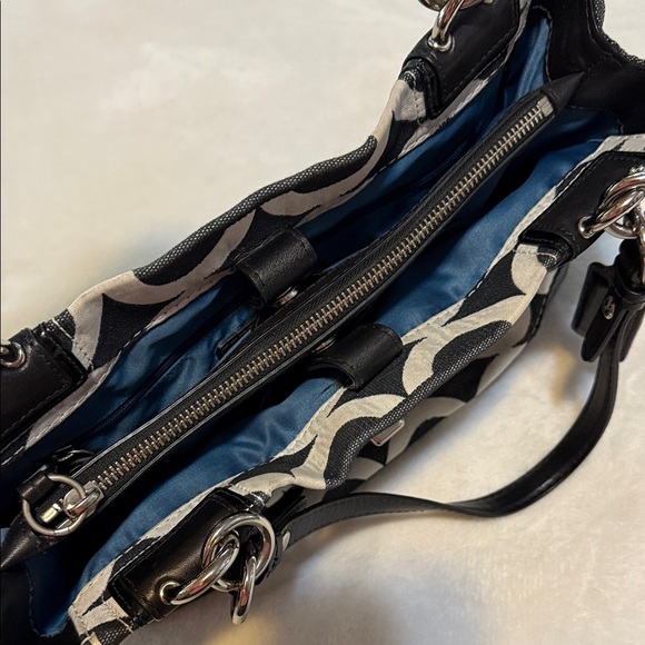 Coach Peyton Signature Canvas Carryall Shoulder Bag in Dark Denim and White - Picture 4 of 15